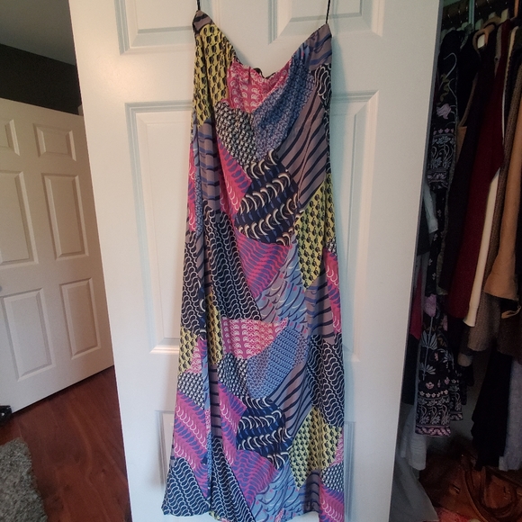 VINTAGE Cynthia Steffe silk strapless maxi dress size 2 - Picture 3 of 7